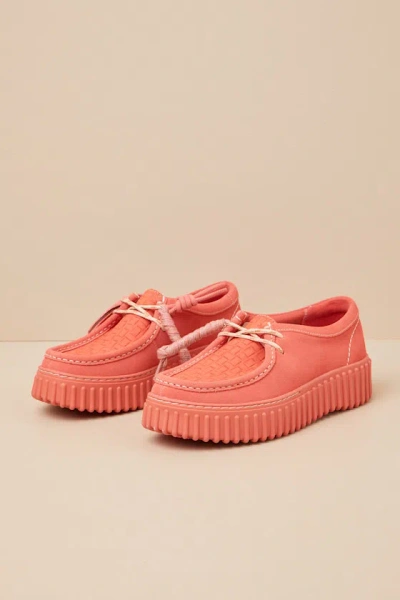Clarks Torihill Bee Coral Suede Leather Flatform Lace-up Loafers