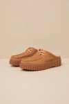 Clarks Torihill Light Tan Nubuck Suede Leather Loafer Mules In Light Tan