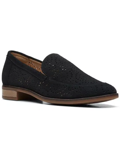 Clarks Trish Calla Womens Leather Slip-on Loafers In Black