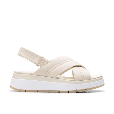 Clarks Tuscan Cross Leather Sandal In White