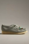 Clarks Gray Wallabee Derbys In Green