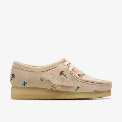 Clarks Wallabee Floral Flats In Brown
