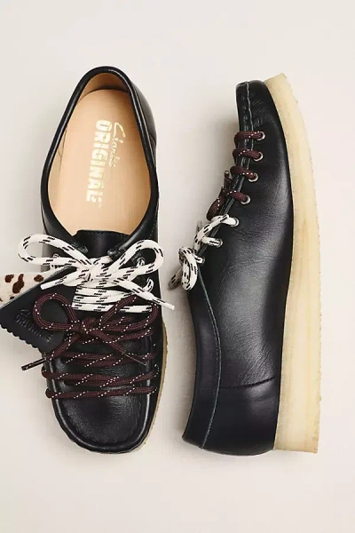 Clarks Wallabee Double Lace-up Moccasins In Black