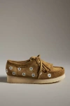 Clarks Wallabee Embroidered Slip-on Shoes In Green
