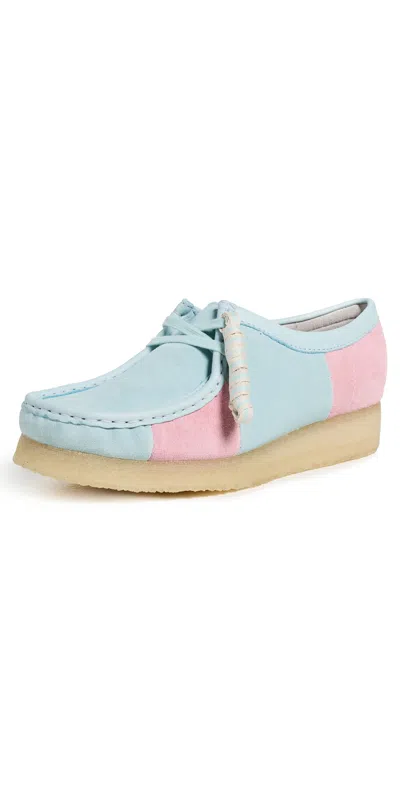 Clarks Wallabee Flats Pale Blue Stripe