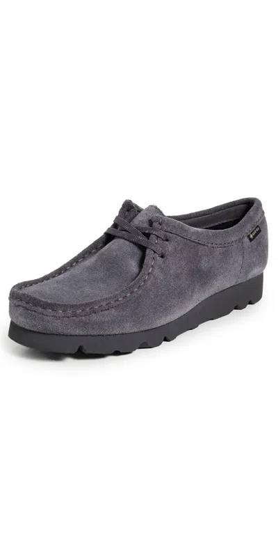 Clarks Wallabee Gore-tex Flats Purple Grey Suede In Gray