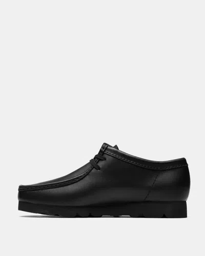 Clarks Wallabee Gtx Leather Moccasin Boots In Black