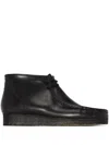 Clarks Wallabee Leather Boot In Black
