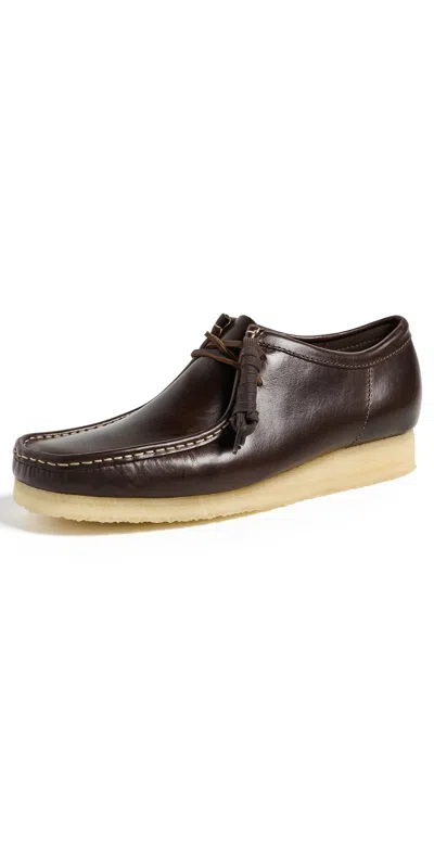 Clarks Wallabee Leather Shoes Dark Brown Leather