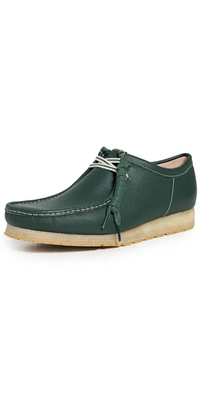 Clarks Wallabee Rb Leather Shoes Dark Green Leather