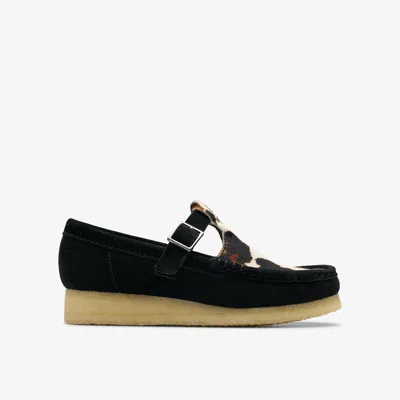 Clarks Wallabee T Bar In Black