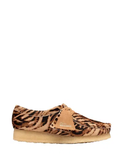 Clarks Wallabee Tiger-print Loafers In Brown