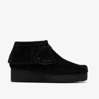 Clarks Wallabee Wedge Fringe In Black