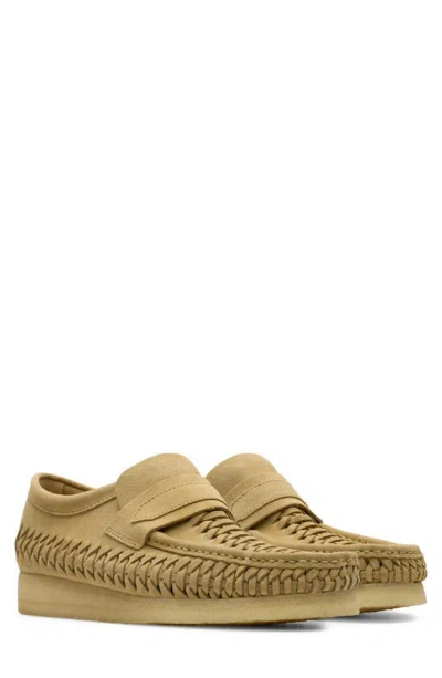 Clarks Wallabee Woven Suede Loafer In Maple Suede