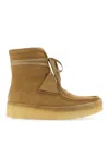Clarks High Ankle Suede Boots In Beige