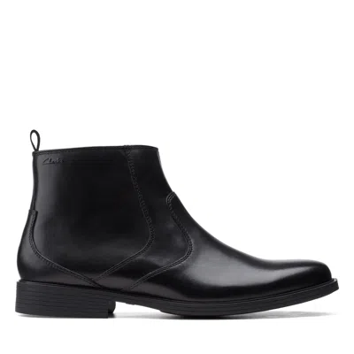 CLARKS WHIDDON ZIP IN BLACK LEATHER