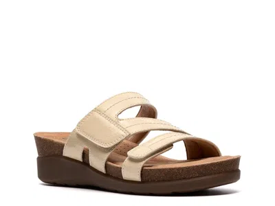 Clarks Wide Width Calenne Holly Wedge Sandal In White