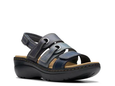 Clarks Wide Width Merliah Bali Wedge Sandal In Blue