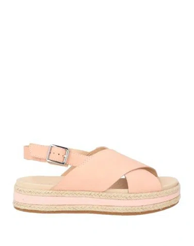 Clarks Woman Espadrilles Blush Size 7.5 Leather In Pink