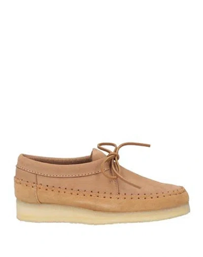 Clarks Woman Lace-up Shoes Light Brown Size 7 Leather In Beige