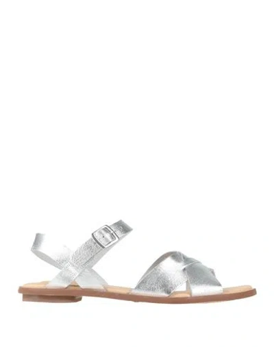 Clarks Woman Sandals Silver Size 9 Leather In Multi