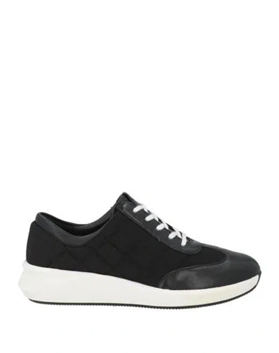 Clarks Woman Sneakers Black Size 7.5 Leather, Textile Fibers