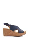 Clarks Women's Annadel Eirwyn Wedge Sandal In Navy Nubuck In Multi