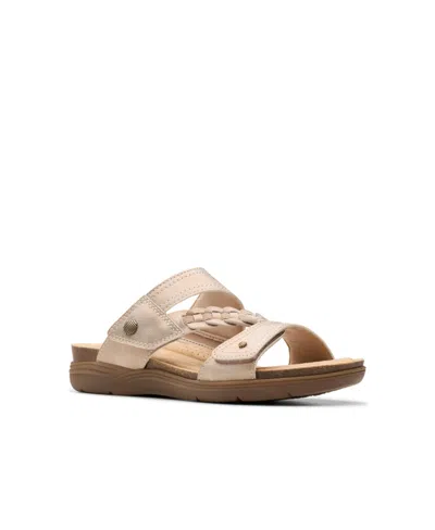 Clarks Women's April Raelyn Slip On Flat Sandals In Bronze Metallic Synthetic