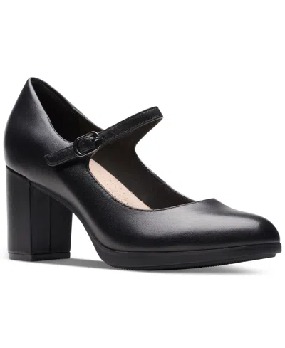 Clarks Women's Bayla Nora Platform Mary Jane Dress Pumps In Black Leather