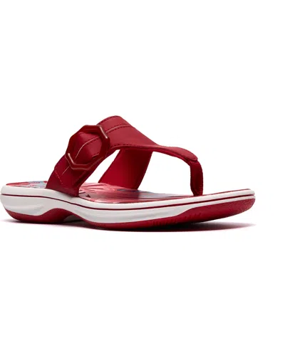 Clarks Women's Breeze Cove Flip Flop Flats In Red