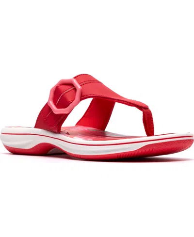 Clarks Women's Breeze Cove Flip Flop Flats In Red