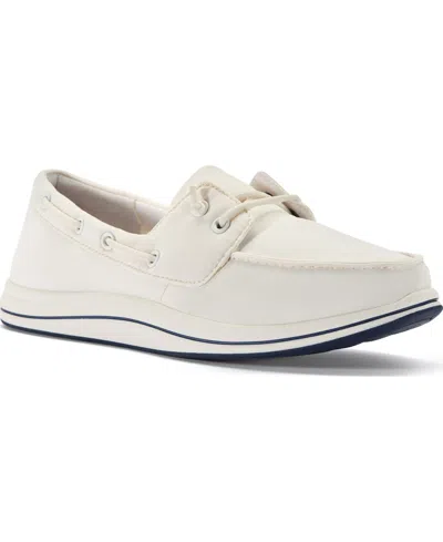 Clarks Women's Breeze Round Toe Boat Flats In White
