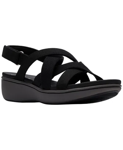 Clarks Women's Breezerae Ana Open Toe Wedge Sandals In Black