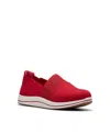 Clarks Women's Cloud Steppers Breeze Vibe Flat Shoes In Cherry Textile