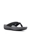 Clarks Women's Cloudsteppers Arla Kaylie Slip-on Thong Sandals In Black Textile Sparkles