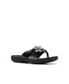 Clarks Breeze Sea Flip Flop Sandal In Black Patent Synthetic