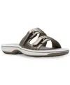 Clarks Women's Cloudsteppers Breeze Piper Comfort Slide Sandals In Pewter