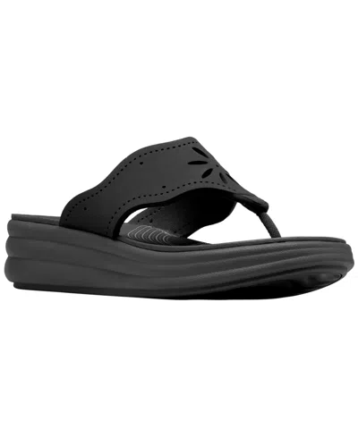 Clarks Women's Cloudsteppers Drift Daisy Slip-on Sandals In Black
