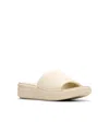 Clarks Cloudsteppers Women's Drift Twist Slip-on Flat Sandals In Cream Synthetic
