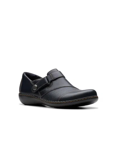 Clarks Women's Collection Ashland Gem Slip On Shoes In Navy Leather