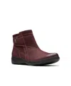 Clarks Women's Collection Carleigh Style Boots In Wine Nubuck