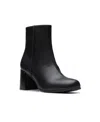 Clarks Keirsta Faye Leather Bootie In Black Leather