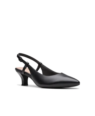 Clarks Illeana Sky Womens Leather Pointed Toe Slingback Heels In Black Leather