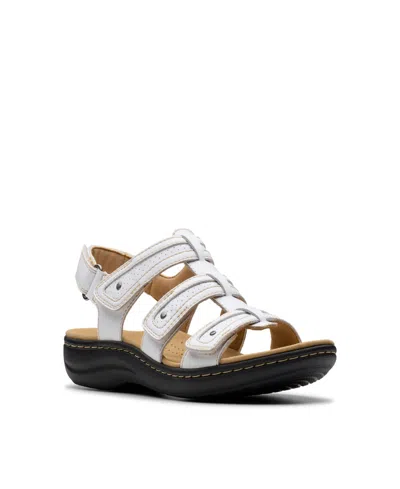 Clarks Women's Collection Laurieann Ivy Rip Tape Sandals In White Leather