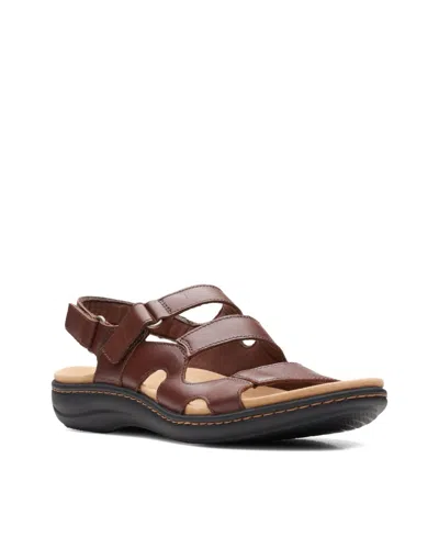 Clarks Women's Collection Laurieann Style Sandals In Dark Tan - Leather