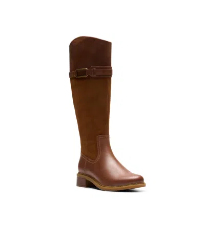 Clarks Women's Collection Maye Carly Tall Boots In Tan Leather