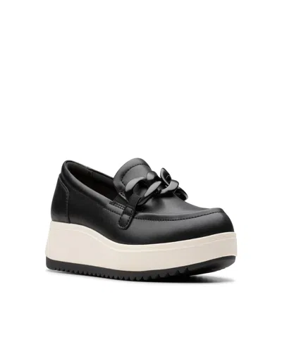 Clarks Women's Collection Zylah May Shoes In Black,white Leather
