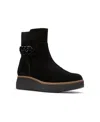 Clarks Zylah Rose Suede Boot In Black Suede