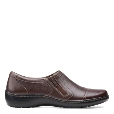 Clarks Women's Cora Giny Loafer In Dark Brown Tumbled