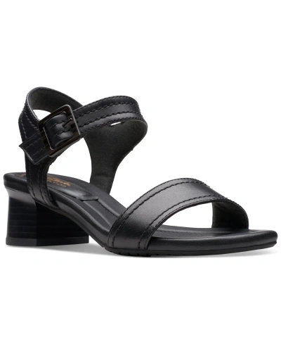 Clarks Women's Desirae Coast Ankle-strap Sandals In Black Leather